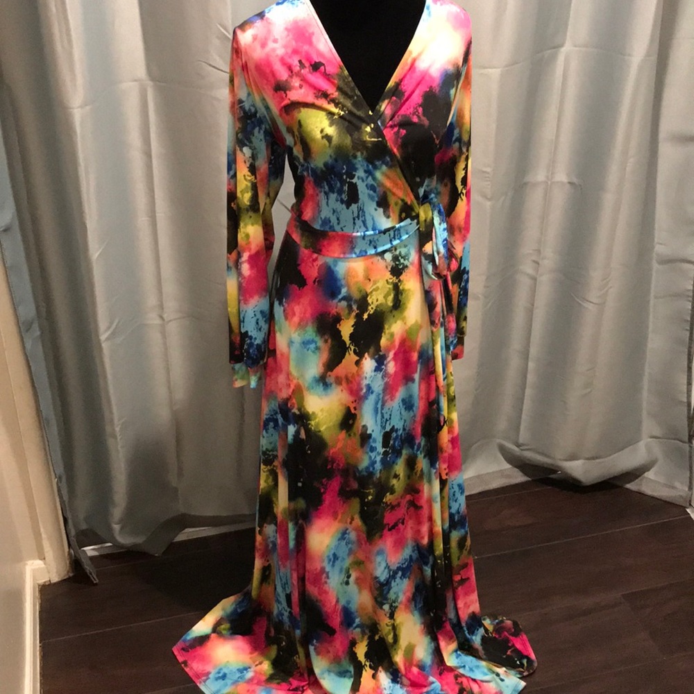 Springy mock wrap dress